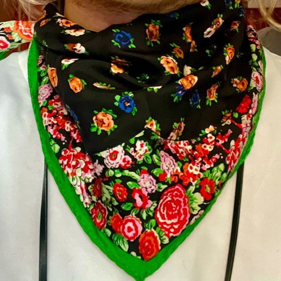COACH SILK DIAMOND SCARF prairie floral bandana twilly coach 1941 multicolor - Picture 1 of 3